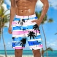 thumbnail image 2 of Iugvhana Men's Swim Trunks Shorts Plus Size Quick Dry Boardshorts Hawaiian Printing Summer Beach Shorts with Drawstring Light Blue S, 2 of 5