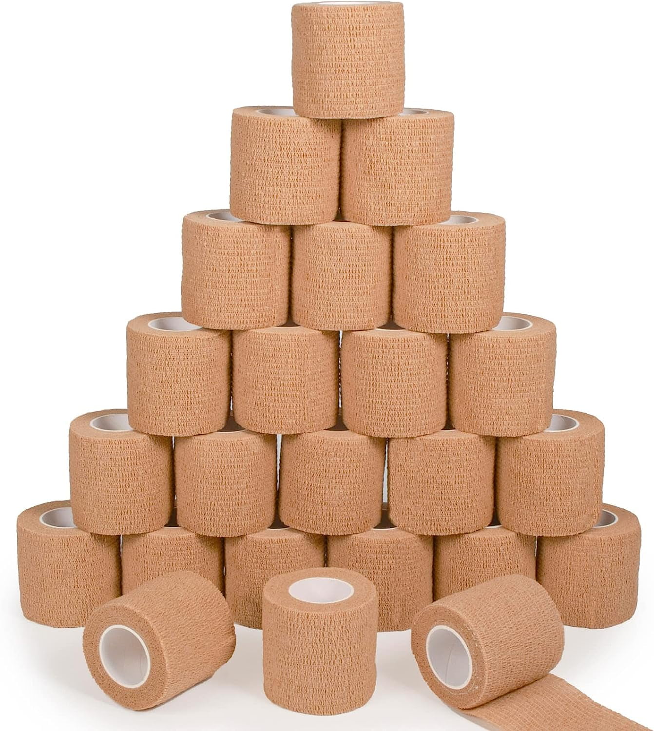 24 Pack Self Adherent Cohesive Bandage Wrap, 2” x 5 Yards Stretch Non