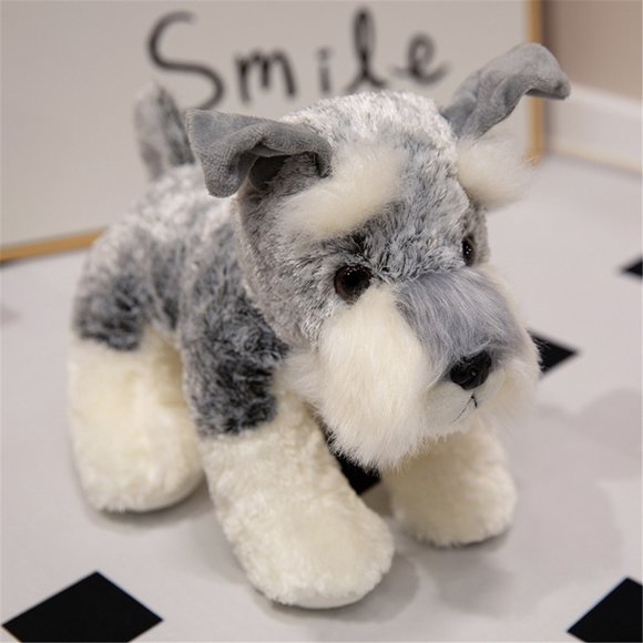 Realistic Schnauzer Plush Toy Children's Playtime Companion Soft Stuffed Animal Doll Gift Wholesale Dog Figurine PP Cotton Filled,30cm,30cm