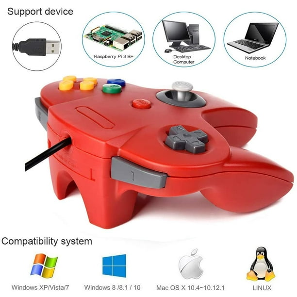 2 Pack Classic N64 USB Controller kiwitat Retro N64 Bit USB PC