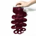 thumbnail image 6 of Benehair 100% Real Remy Human Hair Extensions Tape In Seamless Skin Weft Full Head Body Wave Women Thick 20 pcs 40pcs Wine Red, 6 of 10