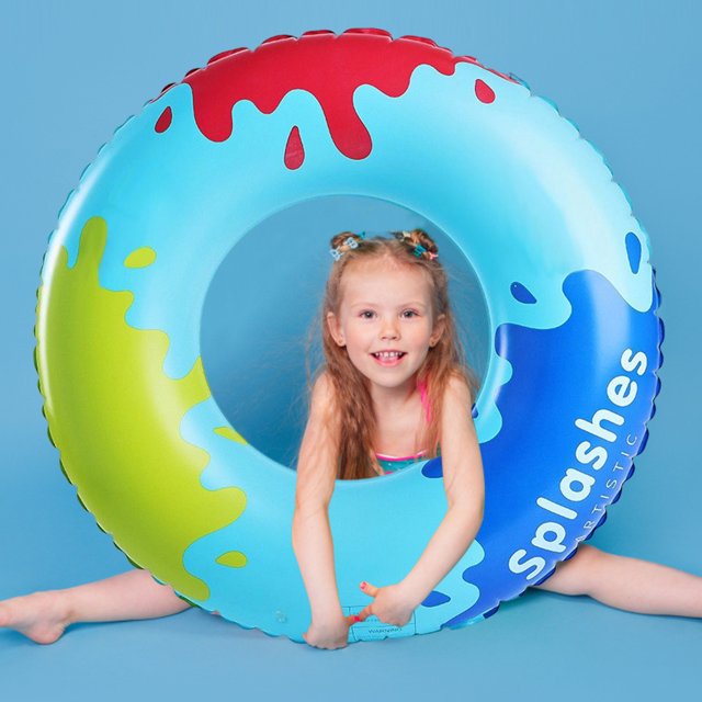 Tubo de flotadores de piscina Anillo de natación estampado suave y resistente para vacaciones en la playa (60)