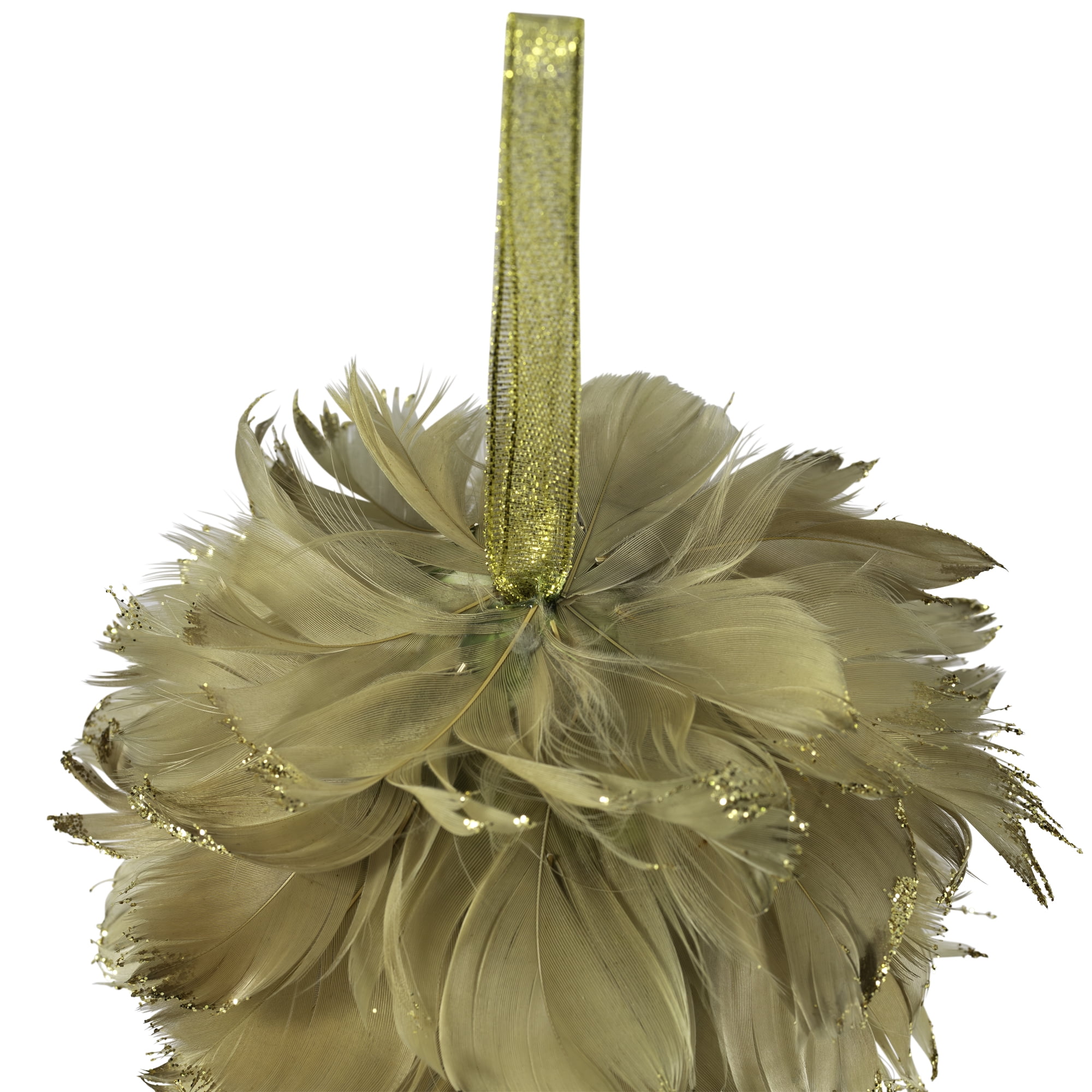 Northlight Glittered Feathers Christmas Ball Ornament - 6" - Tan