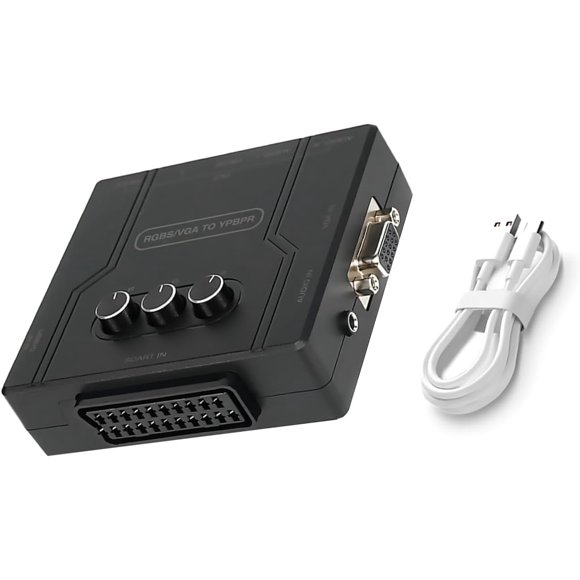 Hongkaii RGBS VGA SCART to YPBPR Component Converter, Game Consoles Video Adapter Fast Conversion for N64 for PS1 for PS2 Dreamcas AZ715-9816