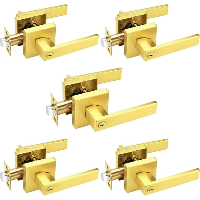 Leviers de Porte Carrés Sans Clé Chromés Poignées de Porte Intérieures Réversibles pour Portes Gauche Droite