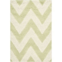 SAFAVIEH Cambridge Kaitlyn Zig Zag Stripes Wool Area Rug, Light Green/Ivory, 6' x 6' Square