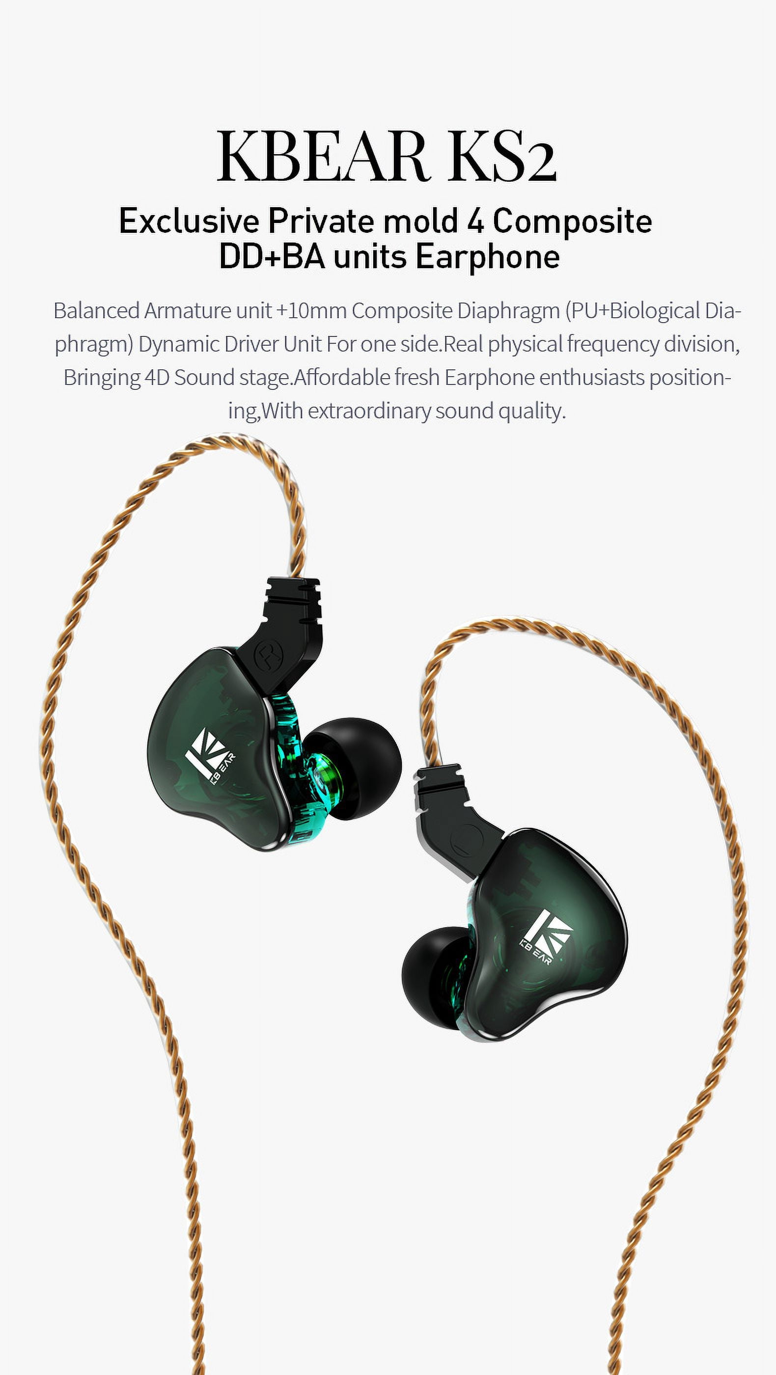 KBEAR KS2 Hybrid DD+BA In Ear Monitor HiFi Earphone Wired Earbuds Sports Gaming Headphone Headset KBEAR KS1 Lark Aurora ks2 IEMs in ear earphone KBEAR iem