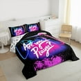 thumbnail image 3 of Manfei Gamer Gaming Full Size Comforter Sets,Modern Gamepad Bedding Comforter Set,Pink Glitter Print Bedding Sets For Teens,Breathable Home Decor Reversible,3-Piece, 3 of 8