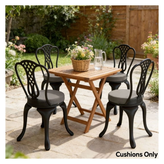 Terrace Cushions 4 Pack - Dark Gray Round Seat Pads 15 Inch - Outdoor Garden Chair Cushions - Weather Resistant Patio Cushions - Comfortable 2.8" Thick