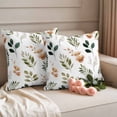 thumbnail image 2 of Easter Pillow Covers 2 Pack Spring Pink Floral Green Leaf Plant Pillowcase Waterproof Outdoor Throw Pillow Cover for Patio Garden Square Cushion 16”x16”, 2 of 9