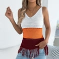 thumbnail image 6 of ShaoRunShi Womens Crochet Knit Tank Tops Sleeveless V Neck Fringe Boho Top Color Block Beach Vacation Camisole, 6 of 9