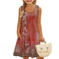 thumbnail image 2 of Mlqidk Girls Dresses Size 10-12 Scoop Neck Boho Summer Dresses Casual Tween Girls Tank Dress Floral Print Swim Cover Up with Pockets Red 3-4 Years, 2 of 6