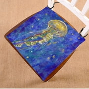 YUSDECOR Oil Painting Jellyfish Tropical Sea Life Seat Cushion Chair Cushion Floor Cushion Twin Sides 20x20 inches