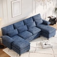 thumbnail image 2 of FIONA'S MAGIC Modern U-Shaped Sectional Sofa with Double Chaise & Movable Ottomans, 4-Seat Chenille Fabric Couch for Living Room, Blue, 2 of 7