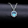 thumbnail image 5 of Uloveido Light Blue Cubic Zirconia Wedding Jewelry Set Necklace Earrings and Engagement Ring Size 6 for Women T466, 5 of 6