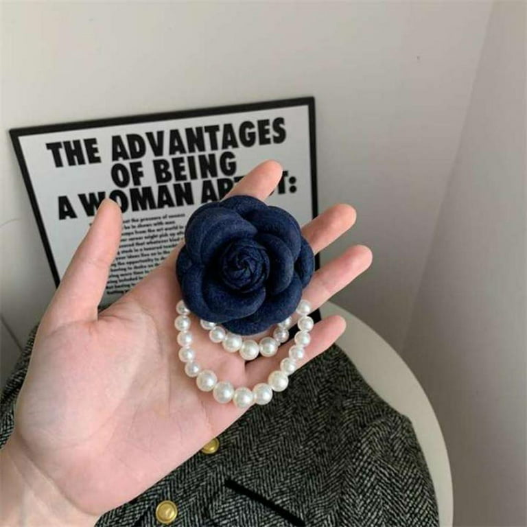  Fabric Camellia Flower Brooch Pins Pearl Tassel Corsage Jewelry  Brooches for Women Shirt Collar Clothing Accessories Party Wedding Gifts:  Clothing, Shoes & Jewelry