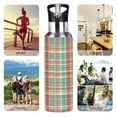 thumbnail image 7 of Yayeee 20oz Insulated Water Bottle Double Wall Stainless Steel with Flip Straw Lid, Red Green Tartan Pattern, 7 of 7