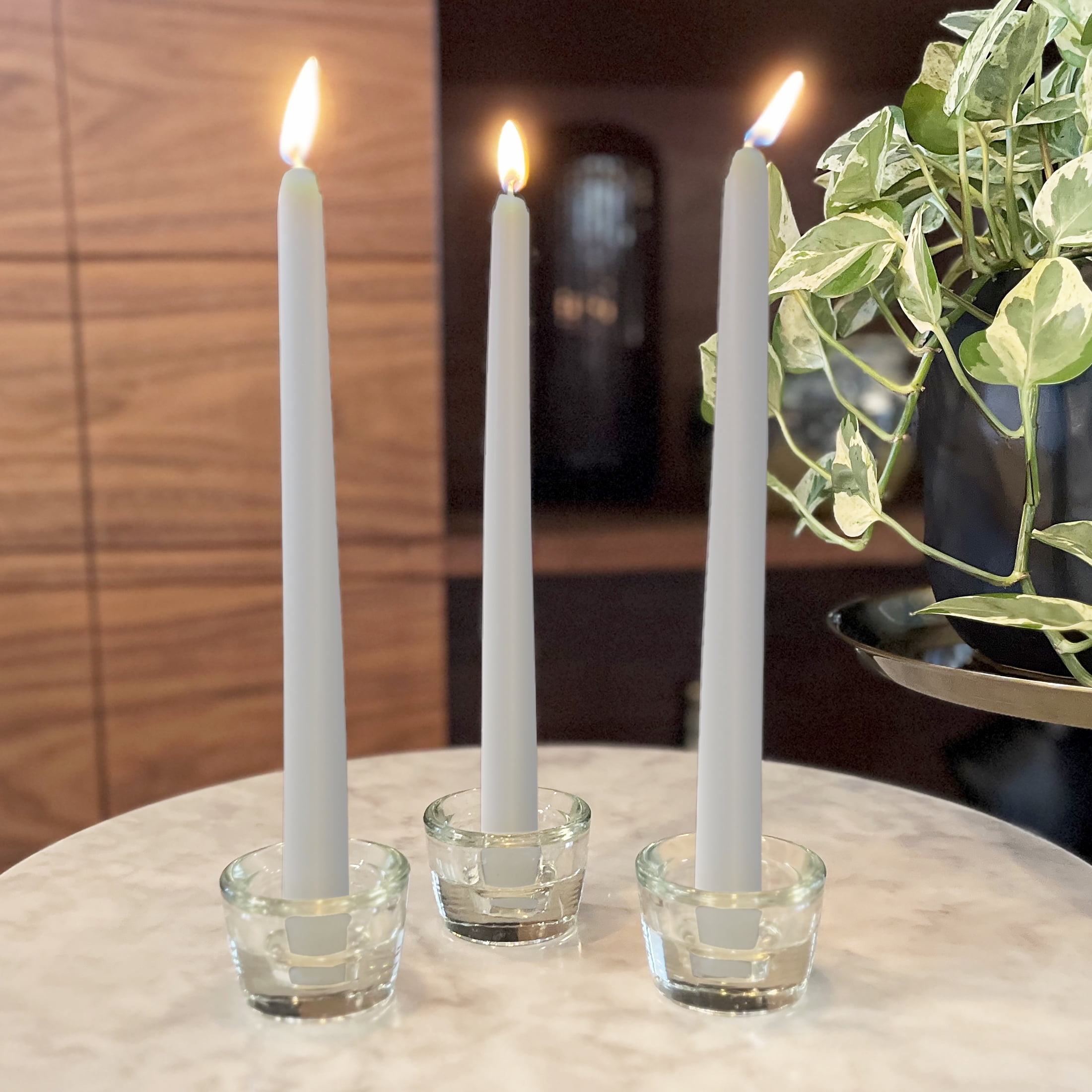 (6 pack) Mainstays Single Wick 10" Taper Candle, Unscented, Light Gray