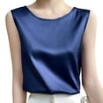 thumbnail image 3 of Women Vest Women Summer Vest Round Neck Sleeveless Smooth Satin Regular Fit Tank Tops Soft Stretchy Camisole, 3 of 6