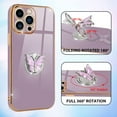 thumbnail image 5 of Designed for iPhone 13 Pro Max Case with Ring Holder Luxury Plating Butterfly Hidden Stand Cover Soft TPU Full Camera Protective Phone Case for Women Girls-Purple, 5 of 6