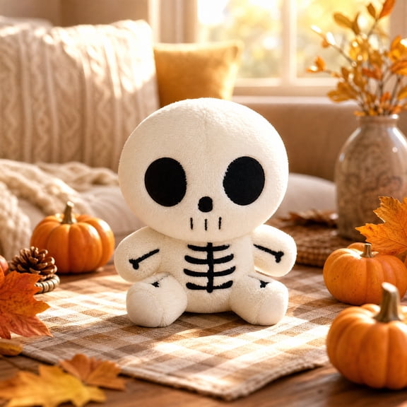 Cute Skeleton Plushie Stuffed Animal, Halloween Plush Toys 10.4", Whimsical Holiday Home Decor, Halloween Decorations Gift for Kidults Teens