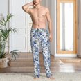 thumbnail image 2 of Pofeuu Blue Paisley Print Men's Pajama Pants, Soft Lounge Pajama Pants with big pockets for Men Plaid Pj Bottoms-Large, 2 of 6