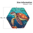 thumbnail image 2 of Naloa Sea Turtle in Coral Leather Coasters for Drinks, Durable Drink Coasters 4 Set for Tabletop Protection, Luxurious Home Décor and Housewarming Gift ( {designName})Hexagon, 2 of 6