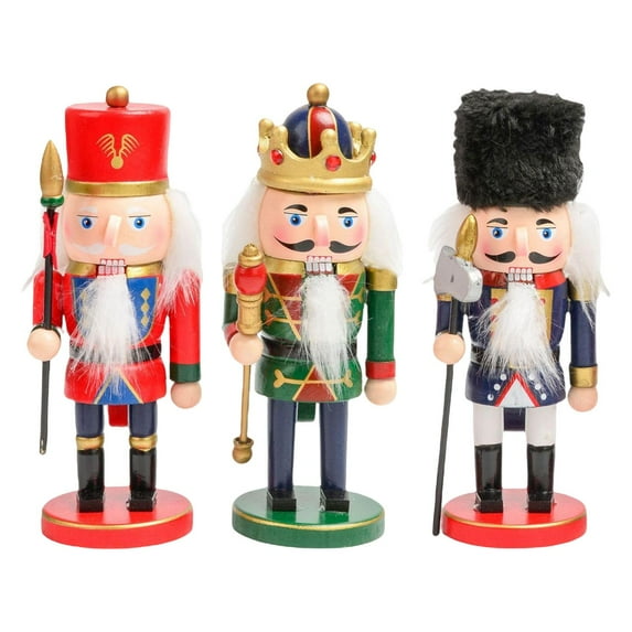 3 pieces 15cm Nutcracker Figures Model Doll Decorative Handmade farmhouse Indoor holiday party Decoration Style H