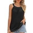 thumbnail image 4 of gakvbuo Summer Tank Tops For Women 2024 Eyelet Embroidery Loose Fit High Neck Sleeveless Tops Casual Pleated Flowy Cami Shirts Blouse, 4 of 6