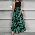 thumbnail image 5 of HAJWOH Church Dresses for Women XL Vestidos Elegantes Flowy Sleeveless Summer Dresses Casual Church Print Dresses Patchwork Ruffle Hem Formal Dresses with Belt Green XL, 5 of 5