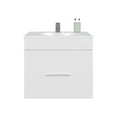 thumbnail image 2 of Modern Bathroom Vanity, Bathroom Vanity with Sink, 1 Drawer, White, White Wooden Bathroom Vanity,Engineered Wood Double Sink Bathroom Vanity, Bath & Faucets, Bathroom Vanities Bathroom Vanity with Si, 2 of 7