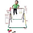 thumbnail image 6 of Kids Height Adjustable 4-in-1 Gymnastics Bar Set: Horizontal Kip Bar, Swing Seat, 2 Trapeze Rings, Basketball Hoop - Folding Gymnastics Training Home Bar - Junior Horizontal Bar, Expandable Monkey Bar, 6 of 9