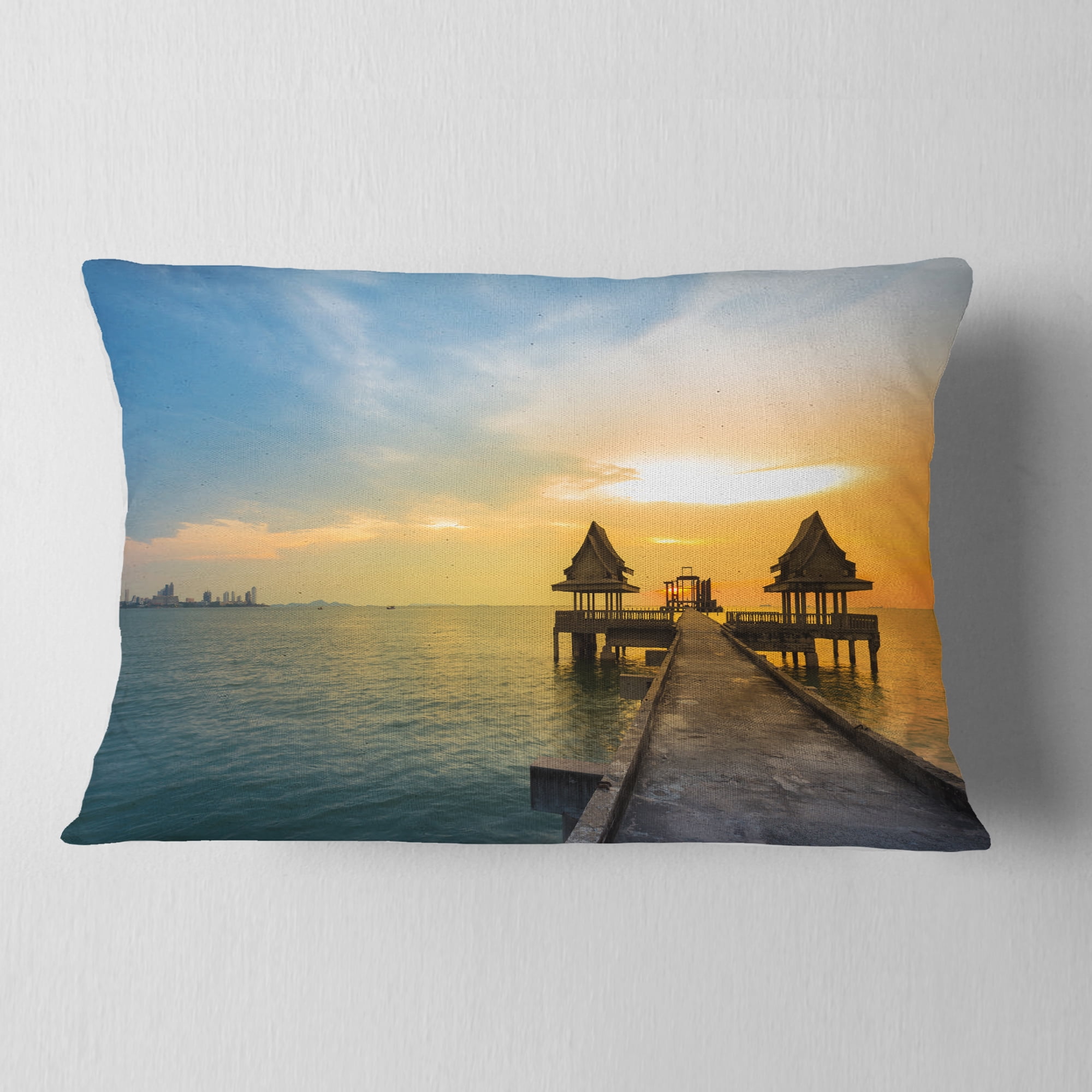 Designart 12" x 20" Multi-color Polyester Throw Pillow