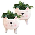 thumbnail image 3 of Planter for Succulent Plant Ceramic Plant Pots Indoor, Novelty Planters for Home Office Garden White Cat, Small, 1, 3 of 6