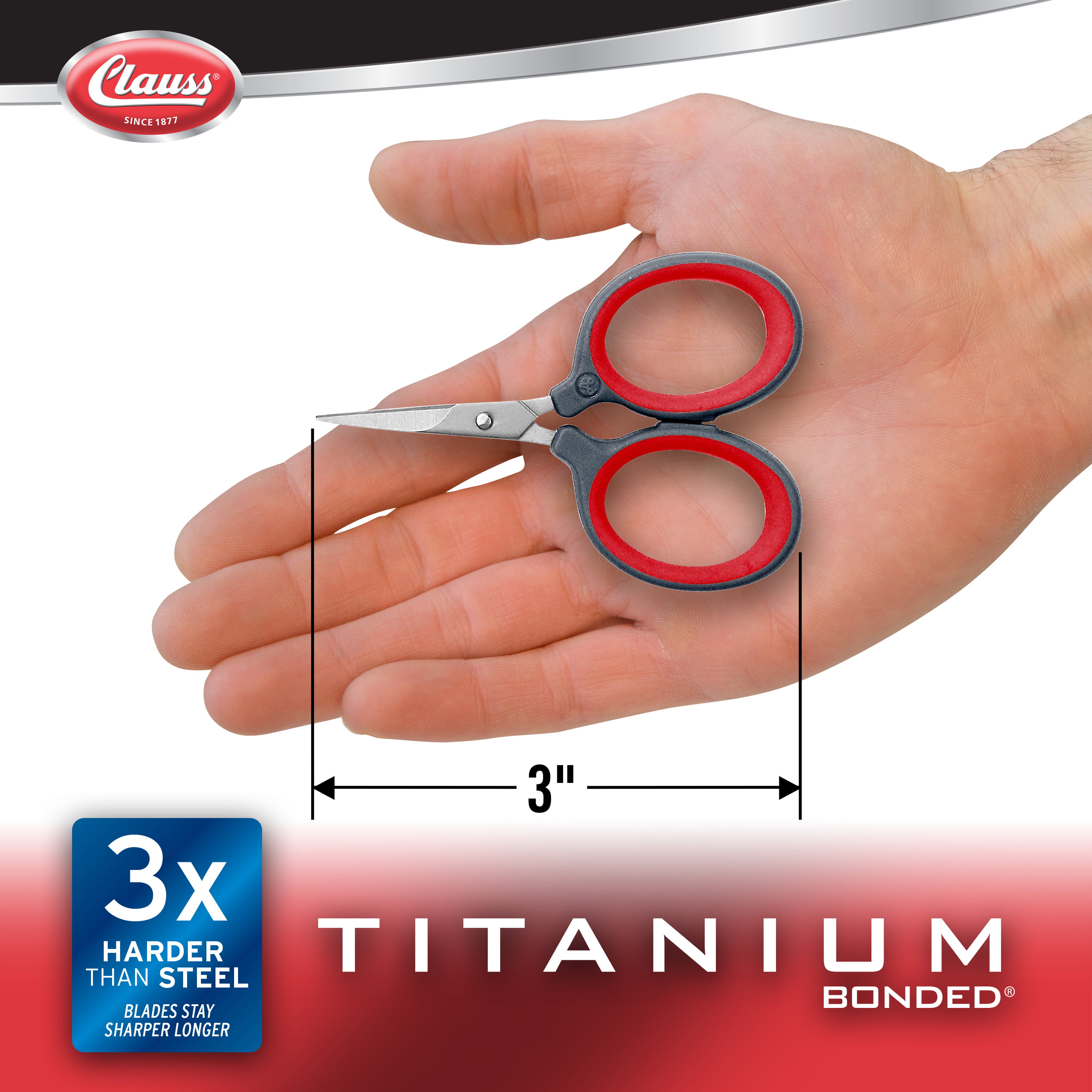 Clauss True Professional Titanium Bonded Fine Cut Scissors, 3 Blade with  Large Finger Bows
