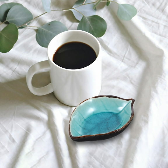 Raindrops 2Pcs Kitchen Spoon Holder Sky-Blue Ceramic Utensil Rest for Counter and Stovetop Organization