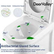 DeerValley 12 Rough-In White One Piece Toilet for Small Bathroom ,Ceramic Round Compact Toilet Dual Flush 1.1/1.6 GPF High Efficiency Water Saving Toilet Soft Close Seat Included