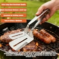 thumbnail image 3 of Stainless Steel Grill Clamp,Stainless Steel Kitchen Tongs,Slotted Double Spatula,Anti-Scald Extended Handle Spatula Tongs, Slotted Double Spatula, For Flipping Steak Fish Bread Hamburger BBQ Pizza, 3 of 7