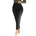 thumbnail image 1 of Pantalones de vestir Prolriy para mujer, de cintura alta, recortados, de trabajo, con cremallera, informales, holgados, con cintura elástica, de pierna ancha y bolsillo, a la moda, color negro, XXL, 1 of 6