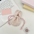 thumbnail image 2 of Small Drawstring Bag Rabbit Ear Floral Drawstring Pouch Polyester for Storage Gift, 2 of 7