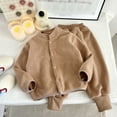 thumbnail image 2 of Ruiwill Girl Outfit Set Winter Outfits Fleece Lined With Pants Toddler Kids Two Piece Outfits Warm For Cold Weather Long Sleeve Crew Neck Print Girl Clothes Coffee Size 4-5 Years, 2 of 3