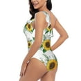 thumbnail image 4 of Haiem Sunflowers (2) Women's One Piece Swimsuits Tummy Control One Shoulder Bathing Suits Ruffle Swimwear-Large, 4 of 8