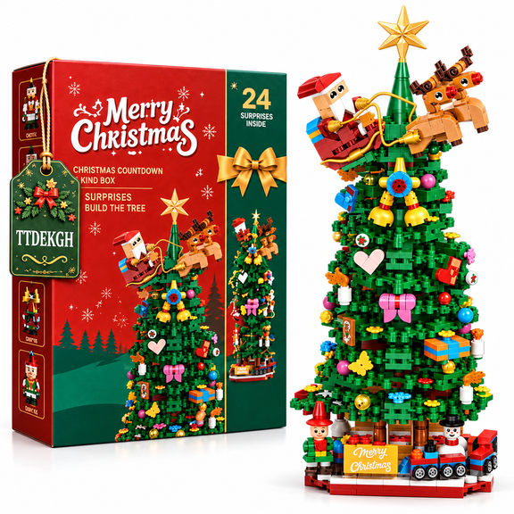 Advent Calendar 2026 Christmas Tree for Adults Countdown Kids Toy DIY Flower Halloween Blocks Set Hanging Creative Gifts for Teens Girls Ages 6