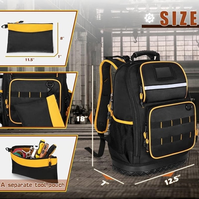 Waterproof Tool Backpack Multiple Pockets Wear Resistant Oxfords Fabric Tool Bag For Professional Technicians