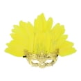 thumbnail image 3 of Máscara de plumas artificiales de media cara, accesorio de moda para fiesta de disfraces de cosplay Oro, 3 of 8