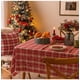 thumbnail image 3 of Xiao Hua Mantel rectangular a cuadros navideños para decoración de fiestas navideñas de estilo rústico. Cuadrícula roja y blanca con copos de nieve pequeños. Tamaño F: 55 x 86,6 pulgadas., 3 of 5