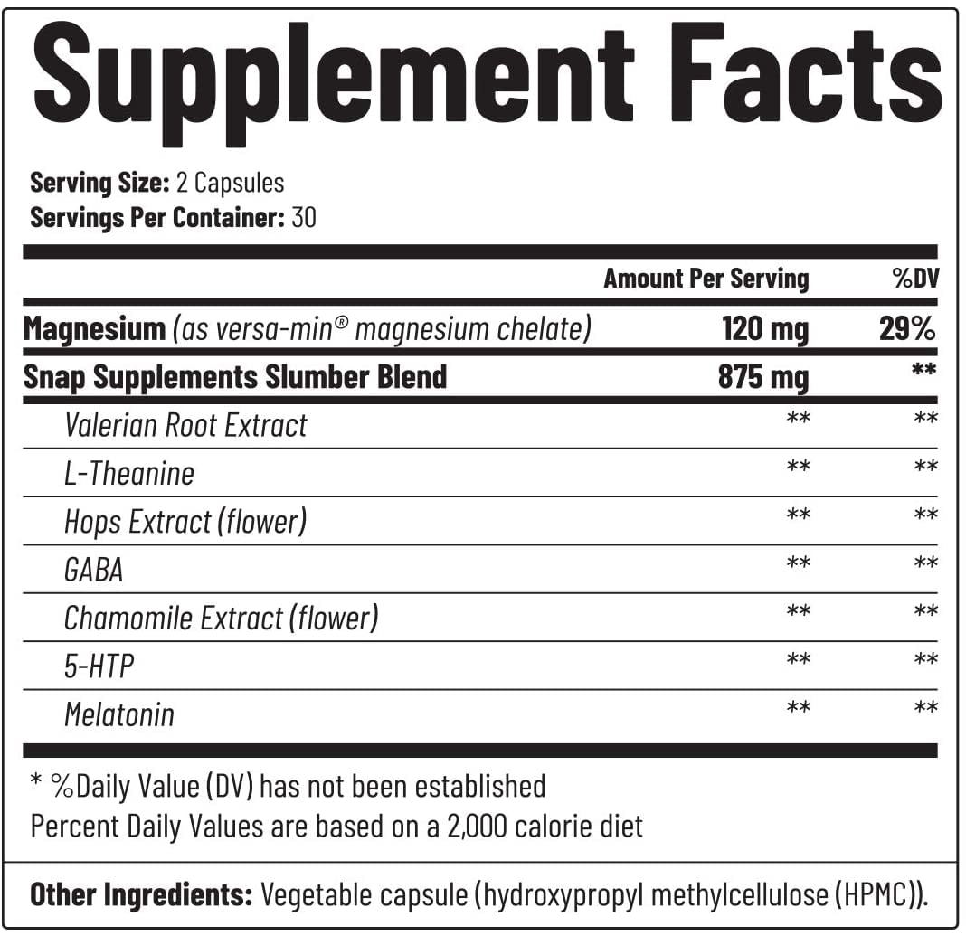 Snap Supplements Natural Sleep Aid Dietary Supplement Melatonin Valerian Root for Sleep Support 120 Capsules 2 Pack