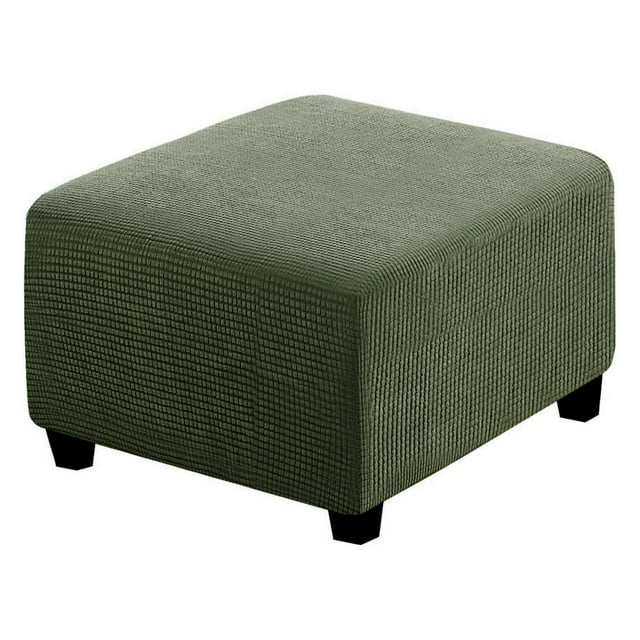 EIGTHTAIL Square Ottoman Covers Ottoman Slipcovers Folding Storage Stool Furniture Protector Form Fit with Elastic Bottom Stretch High Spandex Small Checks Jacquard Fabric Brown XL 35”-