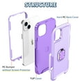 thumbnail image 2 of SaniMore for iPhone 14 Multi-Functional Case, 3-Layer Protection Magnetic Cover Support Car Mount & 360° Rotatable Metal Ring Kickstand Full Body Shockproof Protective Shell, Purple, 2 of 10