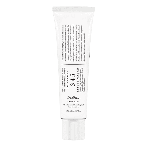 345 Relief Cream Daily Facial Moisturizer, 50ml Vegan Korean Skincare for All Skin Types, Blemish Relief & Soothing Recovery, Face Moisturizing Cream Makeup Organizers